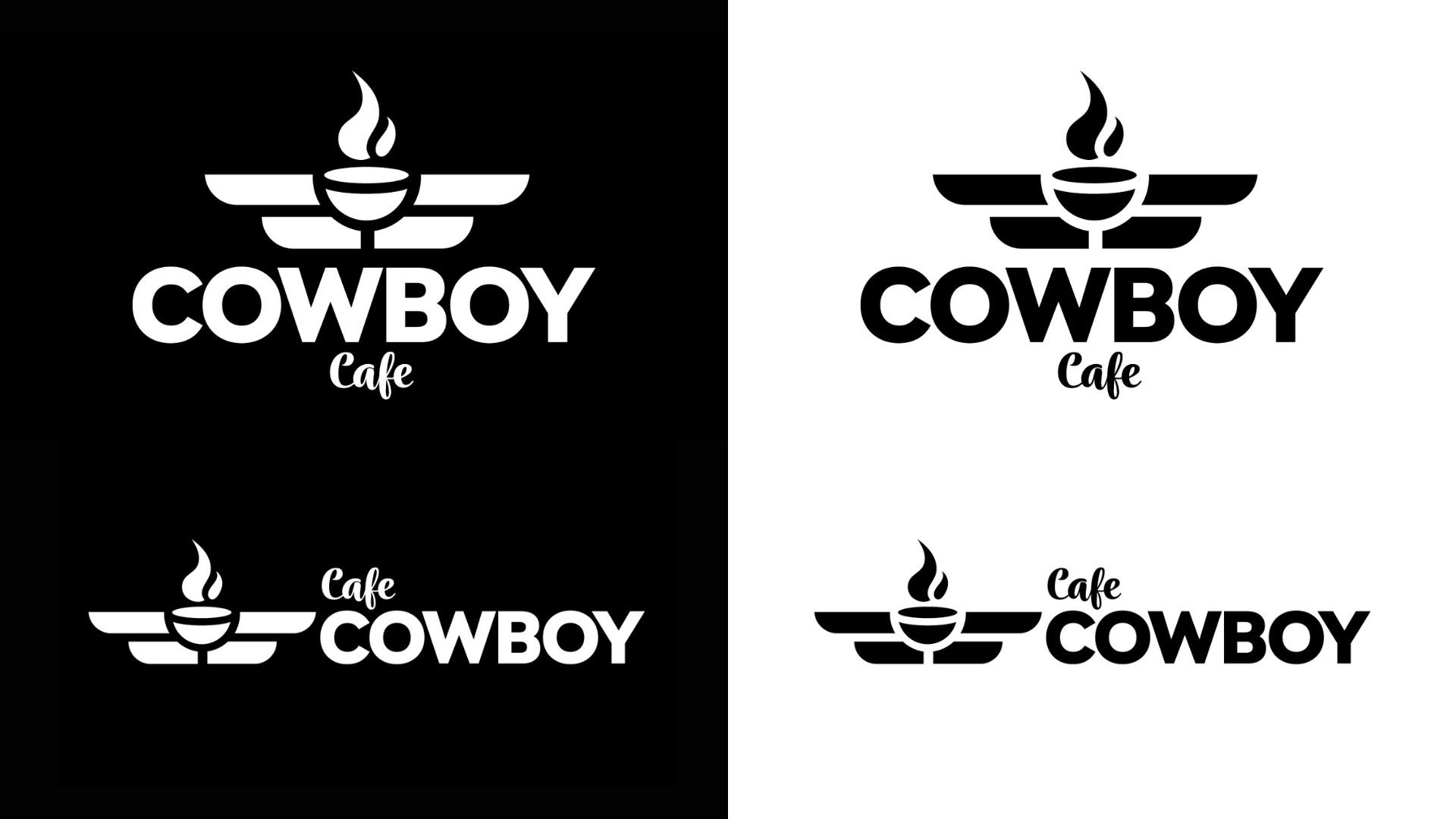 Versatile Cowboy Café logo in black and white, embodying simplicity, craftsmanship, and timeless elegance