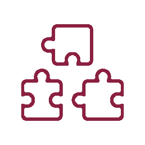 Icon representing add-on services. Two puzzle pieces fitting together